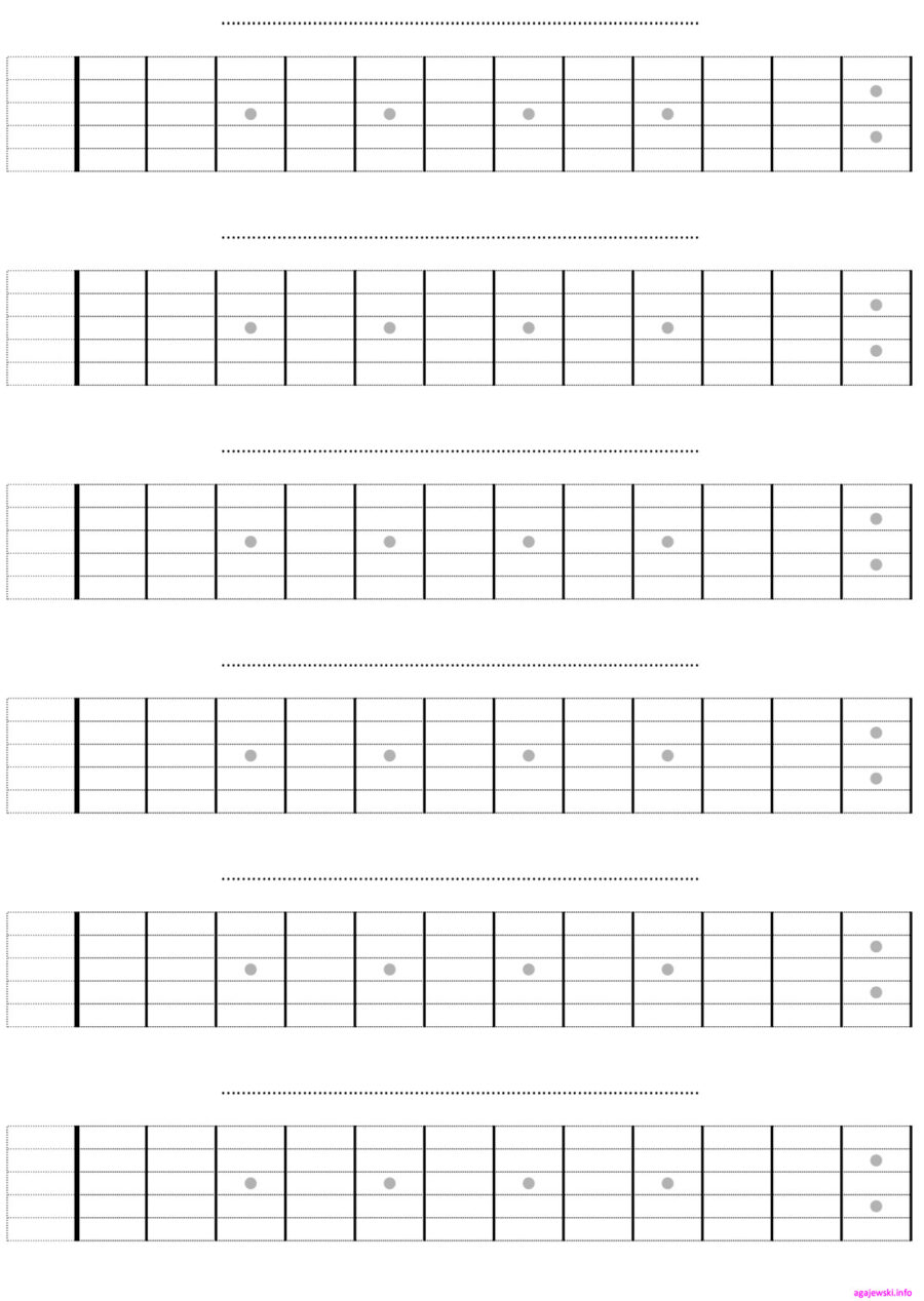 Blank Guitar Neck Fretboard Charts 6 Frets